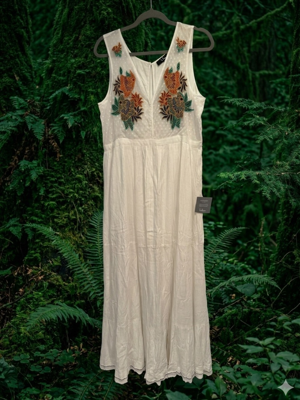 Lulu's Ivory Maxi Dress with Multicolor Floral Embroidery